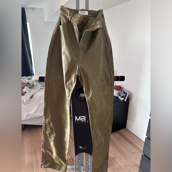 House of CB Pants - House of CB olive green high waisted leather pants